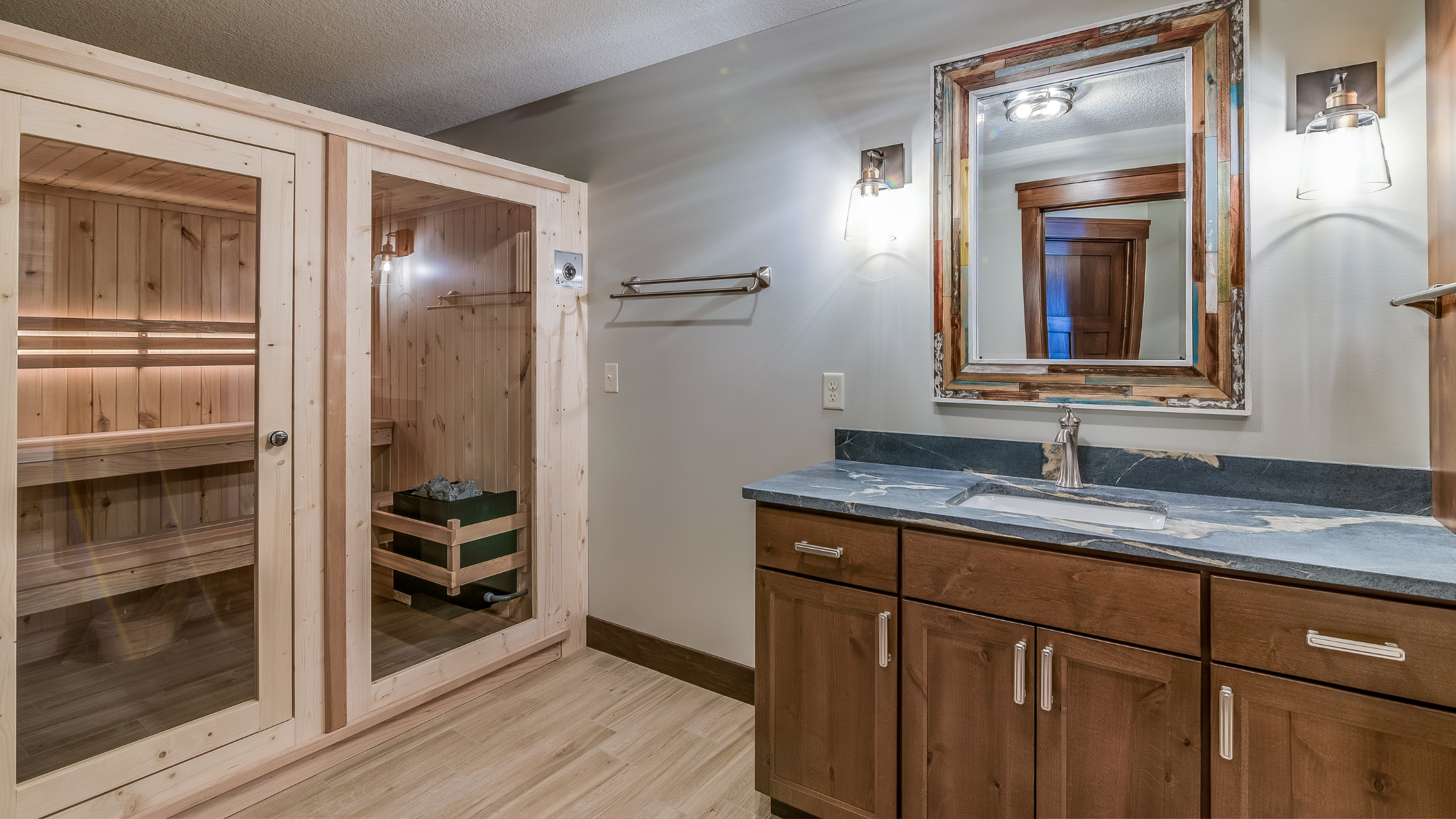 in-home sauna in bathroom 