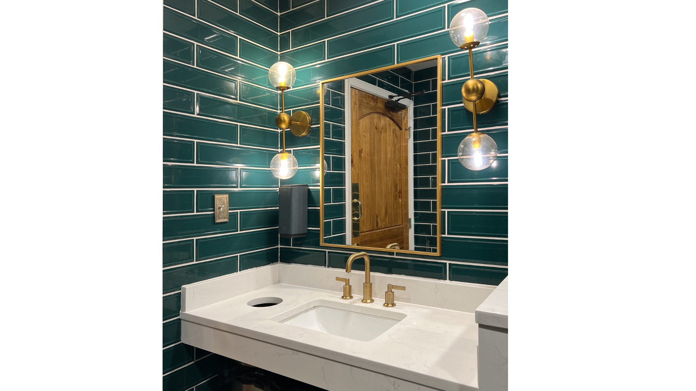 statement lighting in bathroom